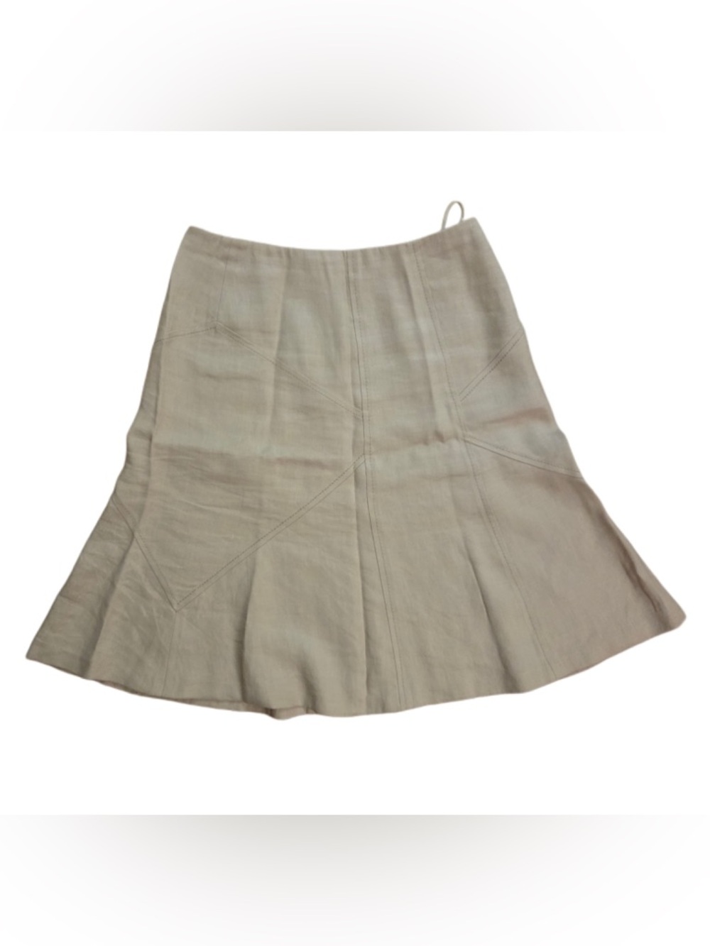 Valentino Cream Tan Khaki A-Line Panel Flared Skirt